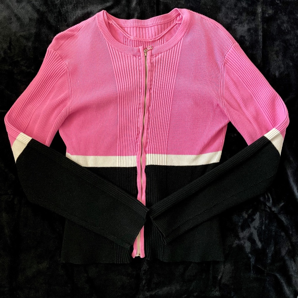 Womens Cardigan Pink & Black
